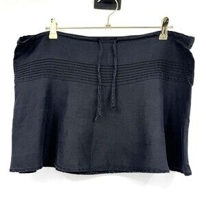 Old Navy Black Pintuck A-Line Linen Mini Skirt Women 14 Boho Beachy Coastal Chic